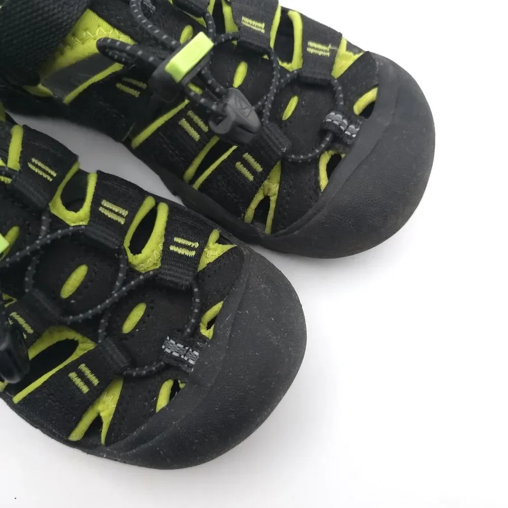 KEEN FootWear Kids Sandals 2 Black & Green Outdoor Water Shoes Hook Loop